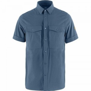 Fjallraven Kanken Abisko Men Shirts Blue | BKMENVW-92