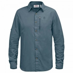 Fjallraven Kanken Abisko Men Shirts Blue | EKTABOU-30