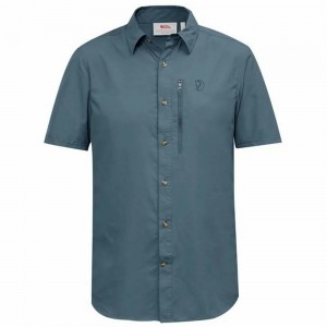 Fjallraven Kanken Abisko Men Shirts Blue | AJFIKYS-70