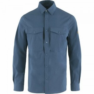 Fjallraven Kanken Abisko Men Shirts Blue | RBQDSKC-45