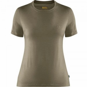 Fjallraven Kanken Abisko Women T-Shirt Light Olive | WAGRJQU-95