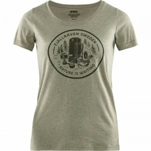 Fjallraven Kanken Fikapaus Women T-Shirt Green | SQZDMJU-10