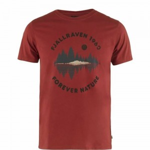 Fjallraven Kanken Forest Mirror Men T-Shirt Red | NOMKTUR-16