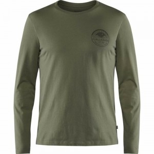 Fjallraven Kanken Forever Nature Badge Men T-Shirt Green | HQVZLGB-41