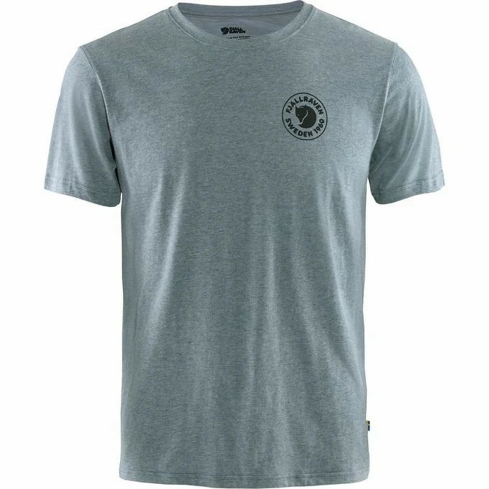 Fjallraven Kanken 1960 Logo Men T-Shirt Blue | WRJFEAZ-95