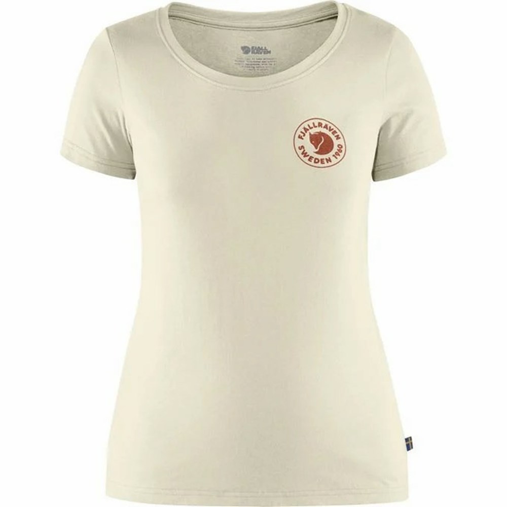 Fjallraven Kanken 1960 Logo Women T-Shirt White | OGHTQSB-04