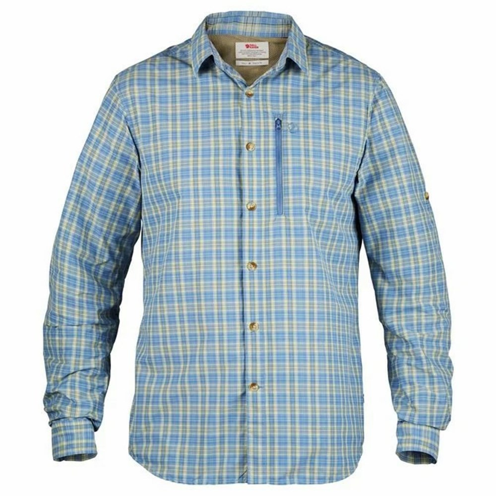 Fjallraven Kanken Abisko Men Shirts Blue | IKBTRES-16