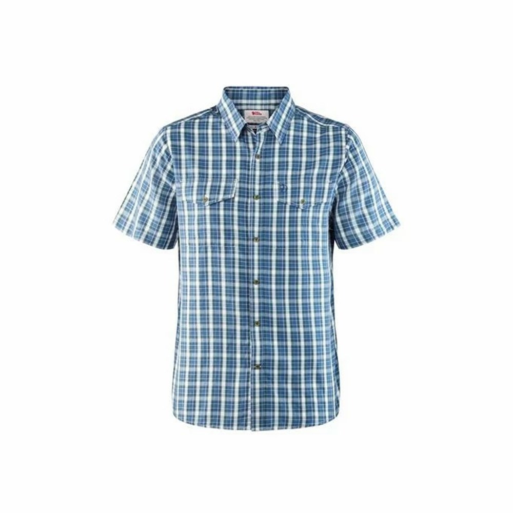 Fjallraven Kanken Abisko Men Shirts Blue | VLSQHOR-87