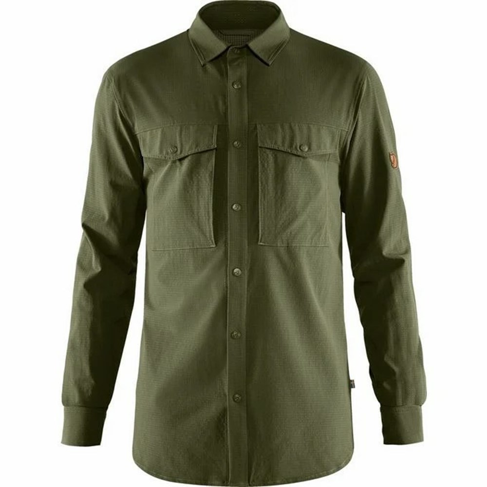 Fjallraven Kanken Abisko Men Shirts Green | UZTVBLE-29