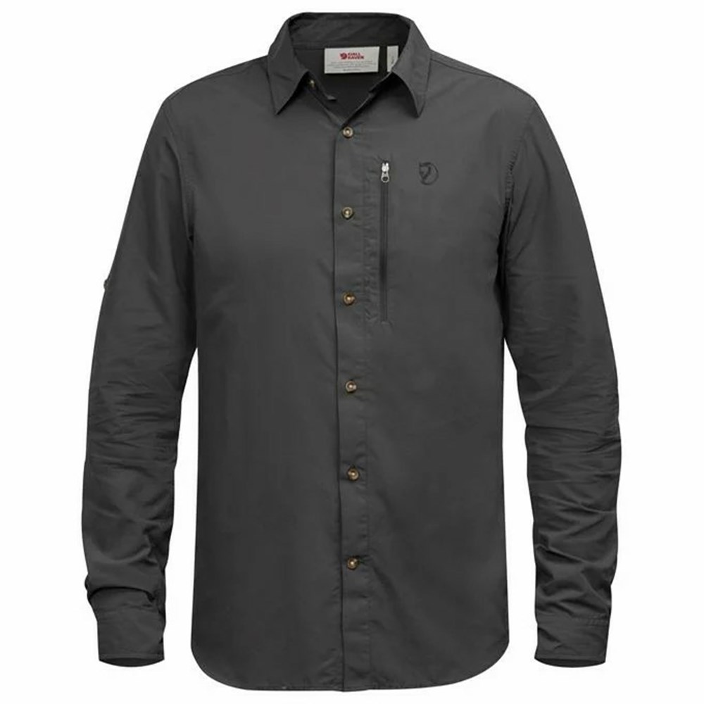 Fjallraven Kanken Abisko Men Shirts Grey | AOQWBYP-97