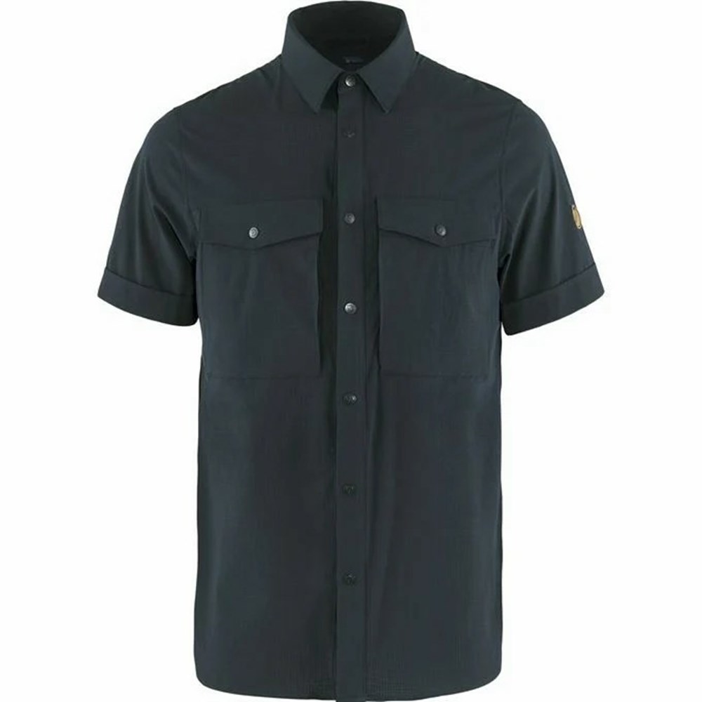 Fjallraven Kanken Abisko Men Shirts Navy | FELUSGM-12