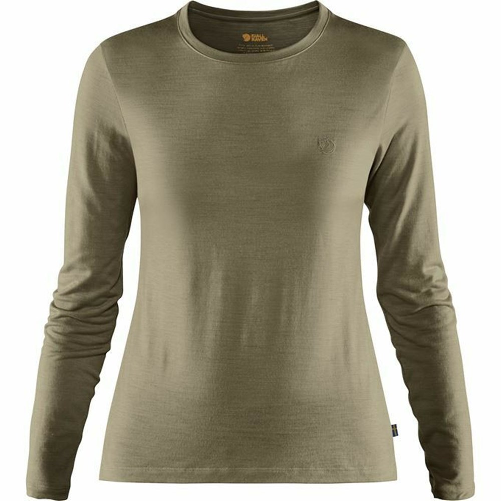 Fjallraven Kanken Abisko Women T-Shirt Light Olive | GAHNCSY-15