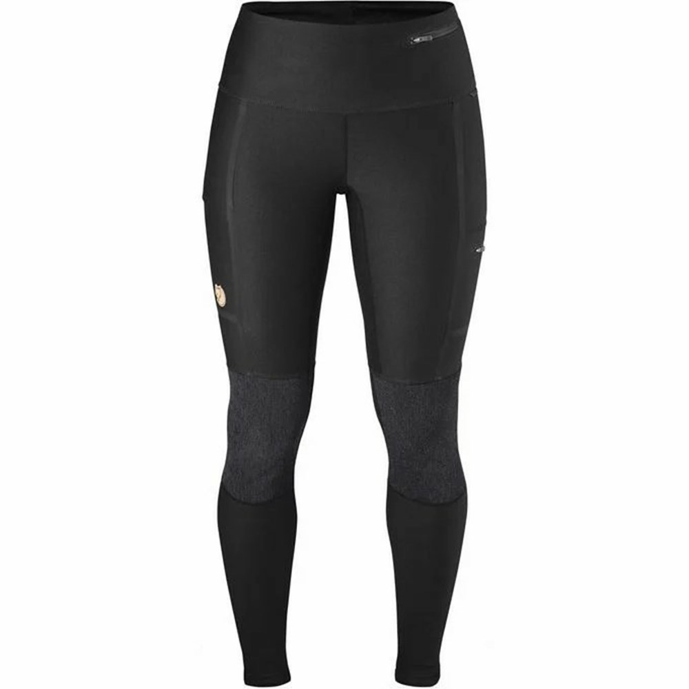 Fjallraven Kanken Abisko Women Trekking Tights Black | QPMTKGD-25