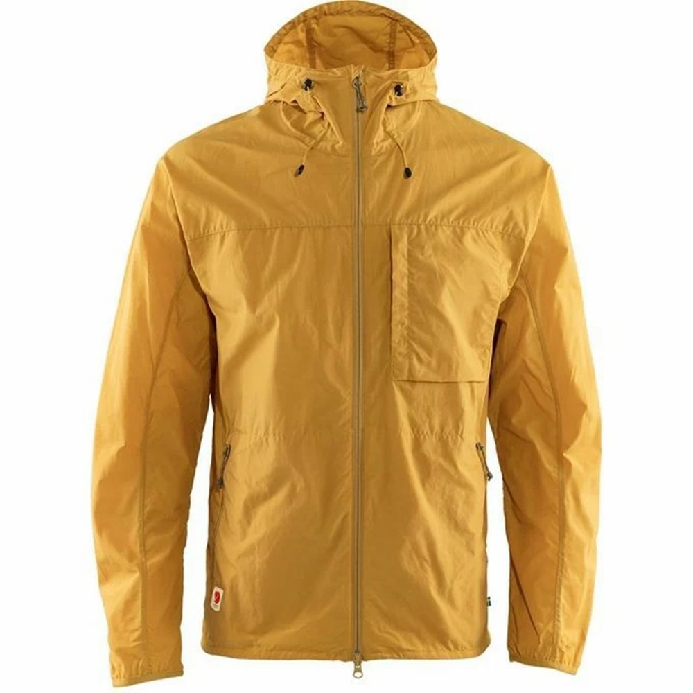 Fjallraven Kanken High Coast Men Wind Jacket Yellow | TQLNSXO-25