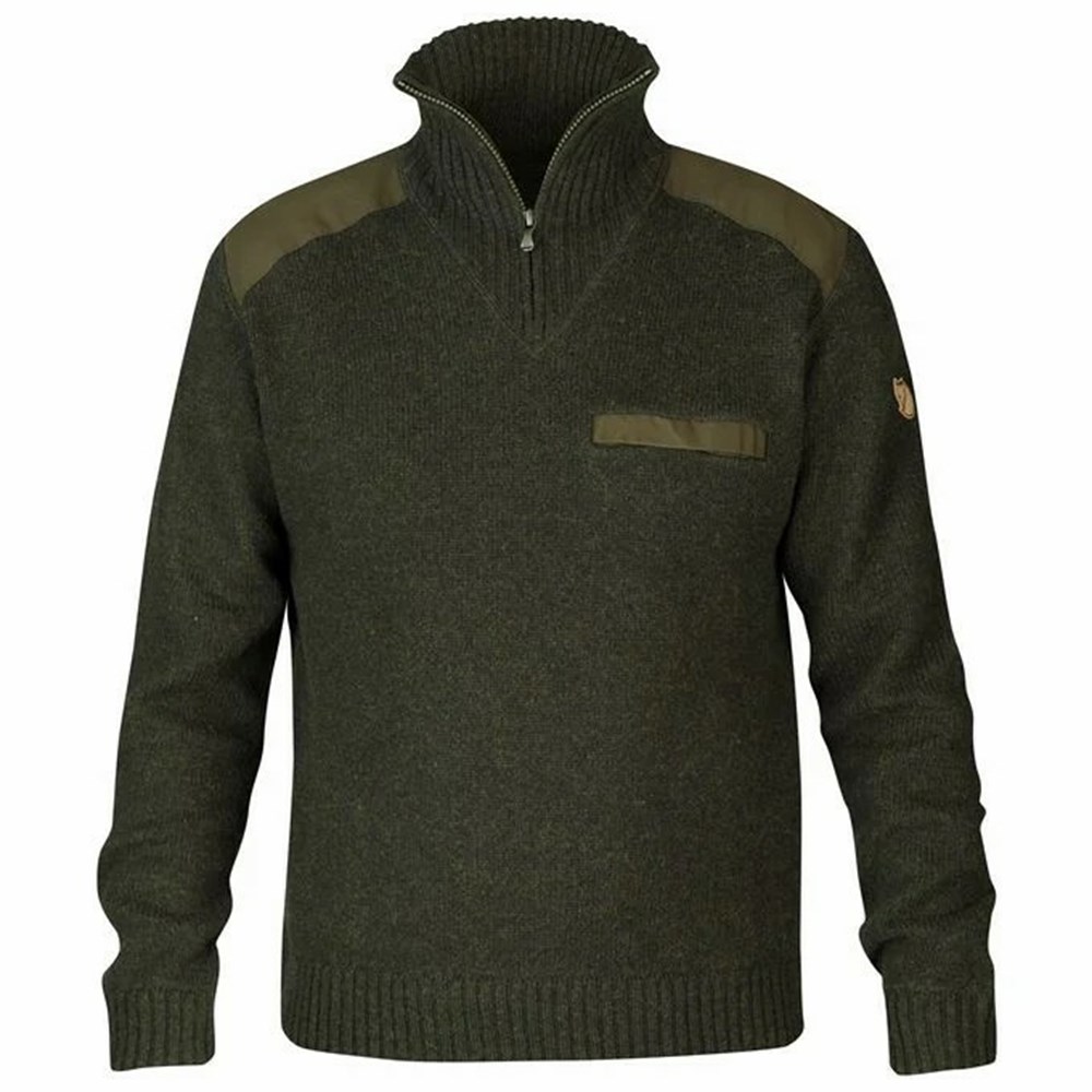 Fjallraven Kanken Koster Men Sweater Dark Olive | FMPEGHN-35