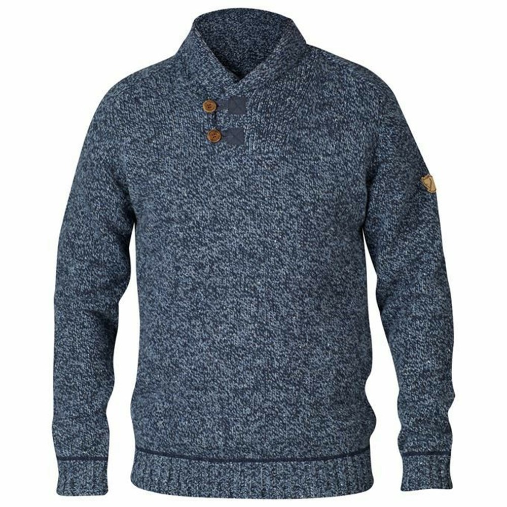 Fjallraven Kanken Lada Men Sweater Navy | WQXGJIB-69