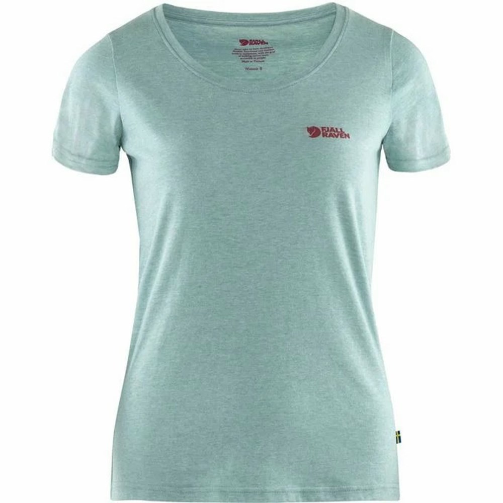 Fjallraven Kanken Logo Women T-Shirt Blue | FHYZOLE-81