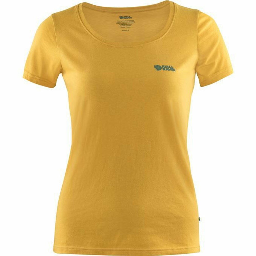 Fjallraven Kanken Logo Women T-Shirt Yellow | ULZBNHQ-05