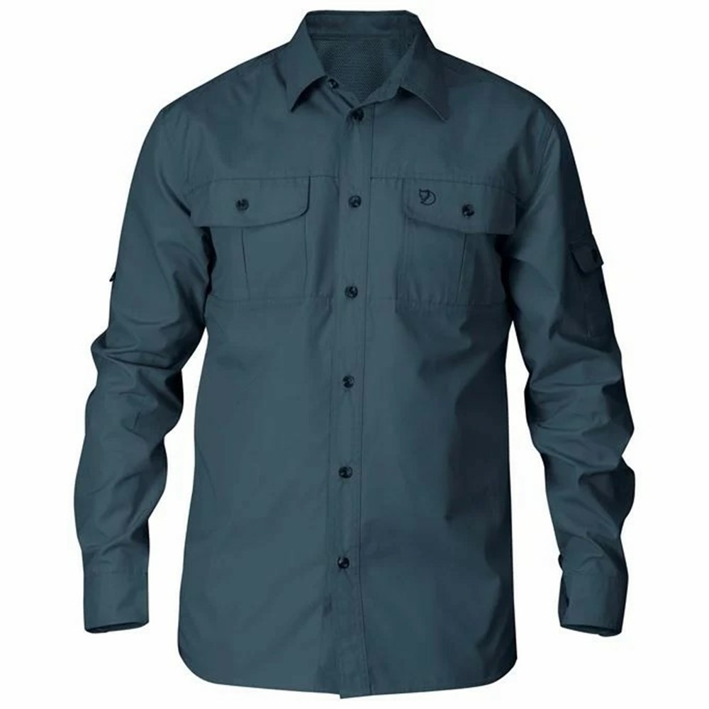 Fjallraven Kanken Singi Men Shirts Navy | HNYJVTQ-16