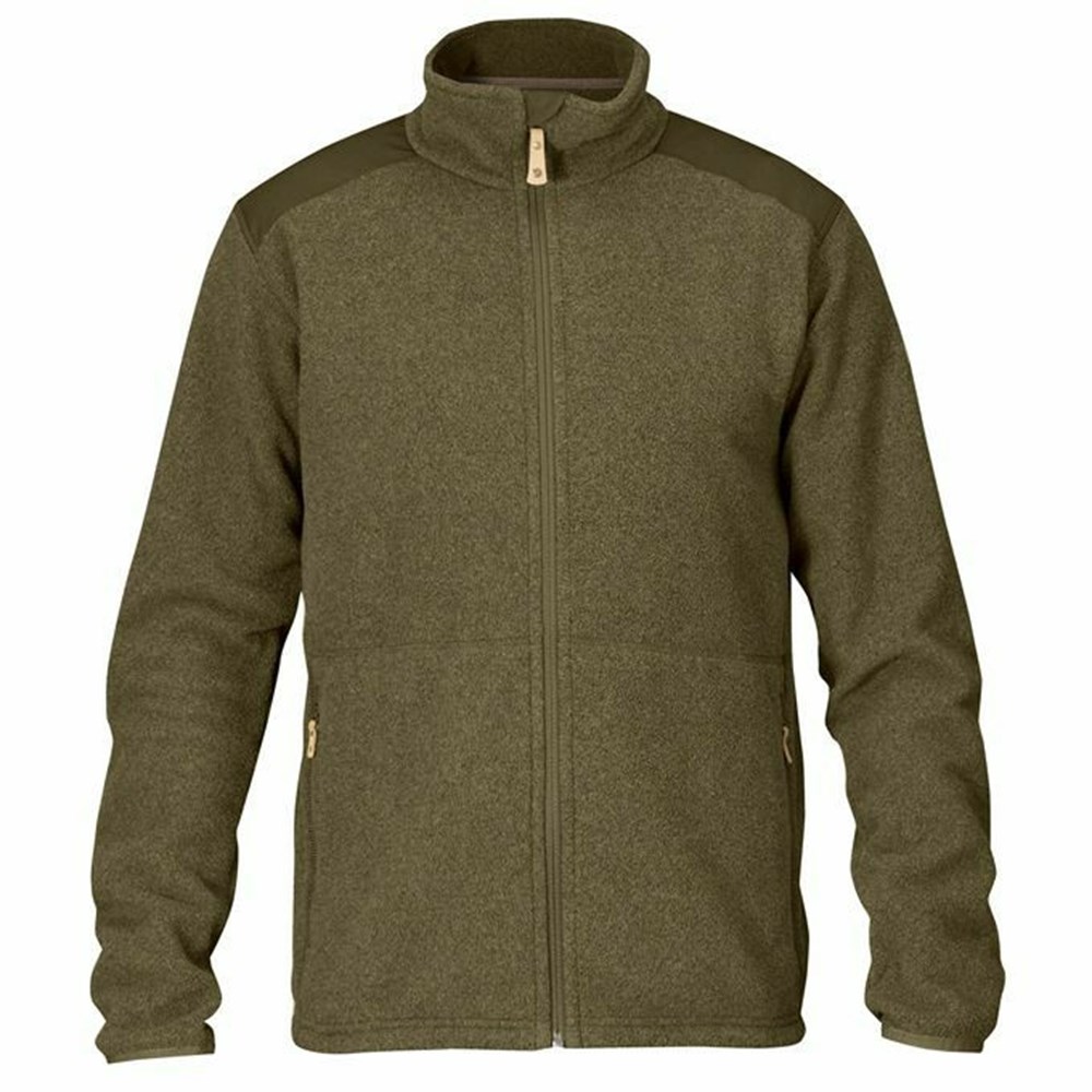 Fjallraven Kanken Sten Men Fleece Dark Olive | HKAZWMS-89